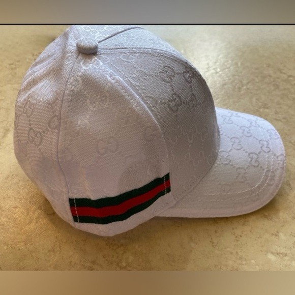 Gucci White Logo Pattern Ball Cap Hat main image 7